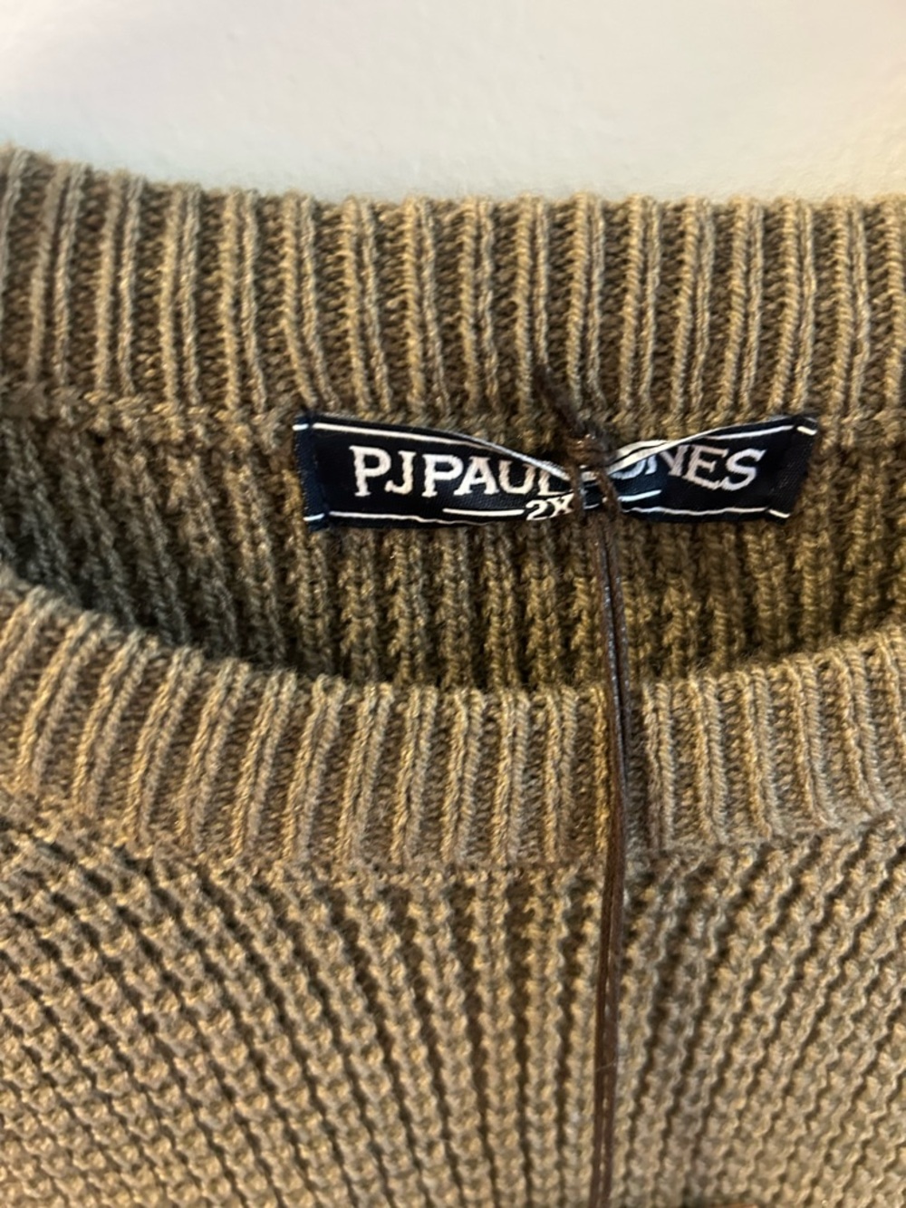 Olive Green Waffle Knit Sweater - Men’s 2XL - Picture 2 of 3